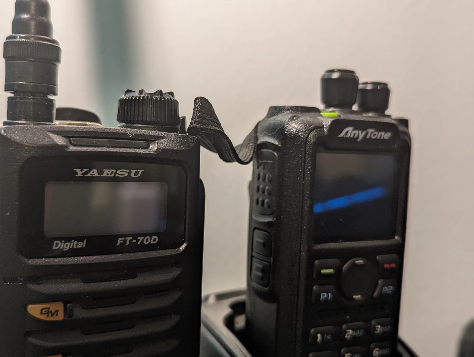 Two handheld transceivers