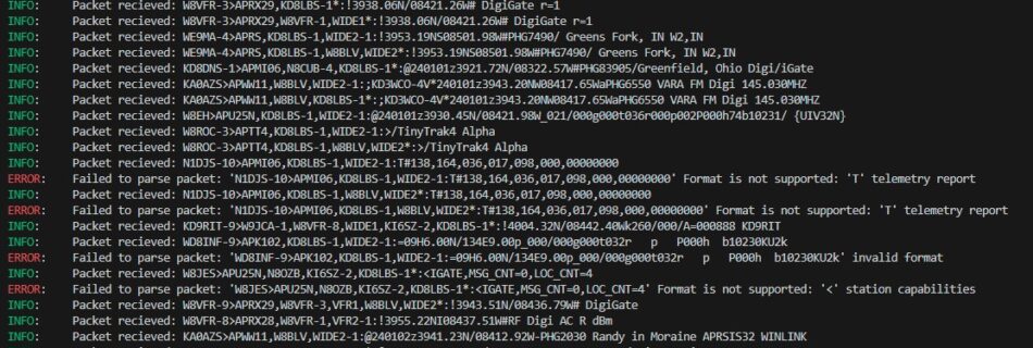 w8dnr aprs service logs