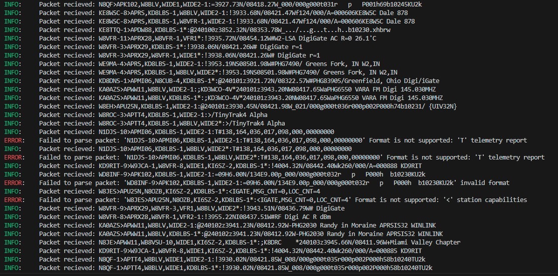 w8dnr aprs service logs